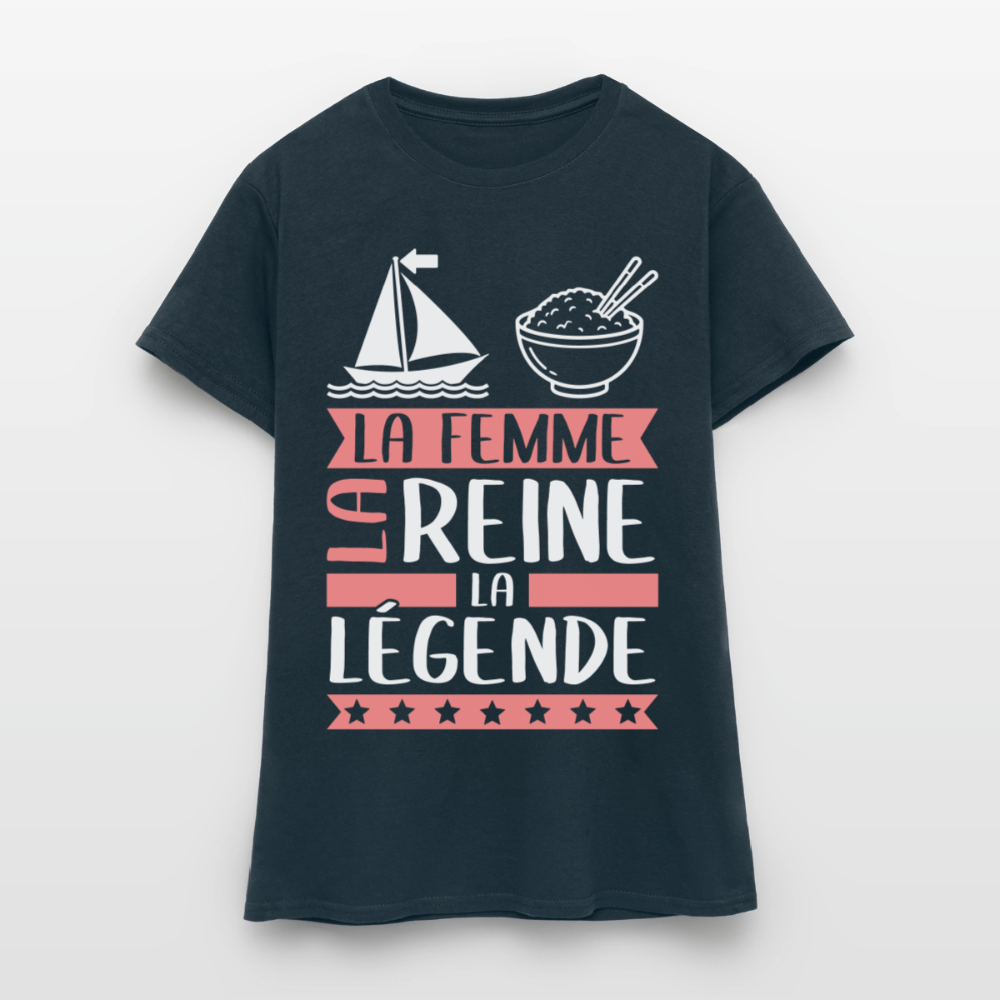 T-shirt femme Marie rébus – La femme, la reine, la légende - marine