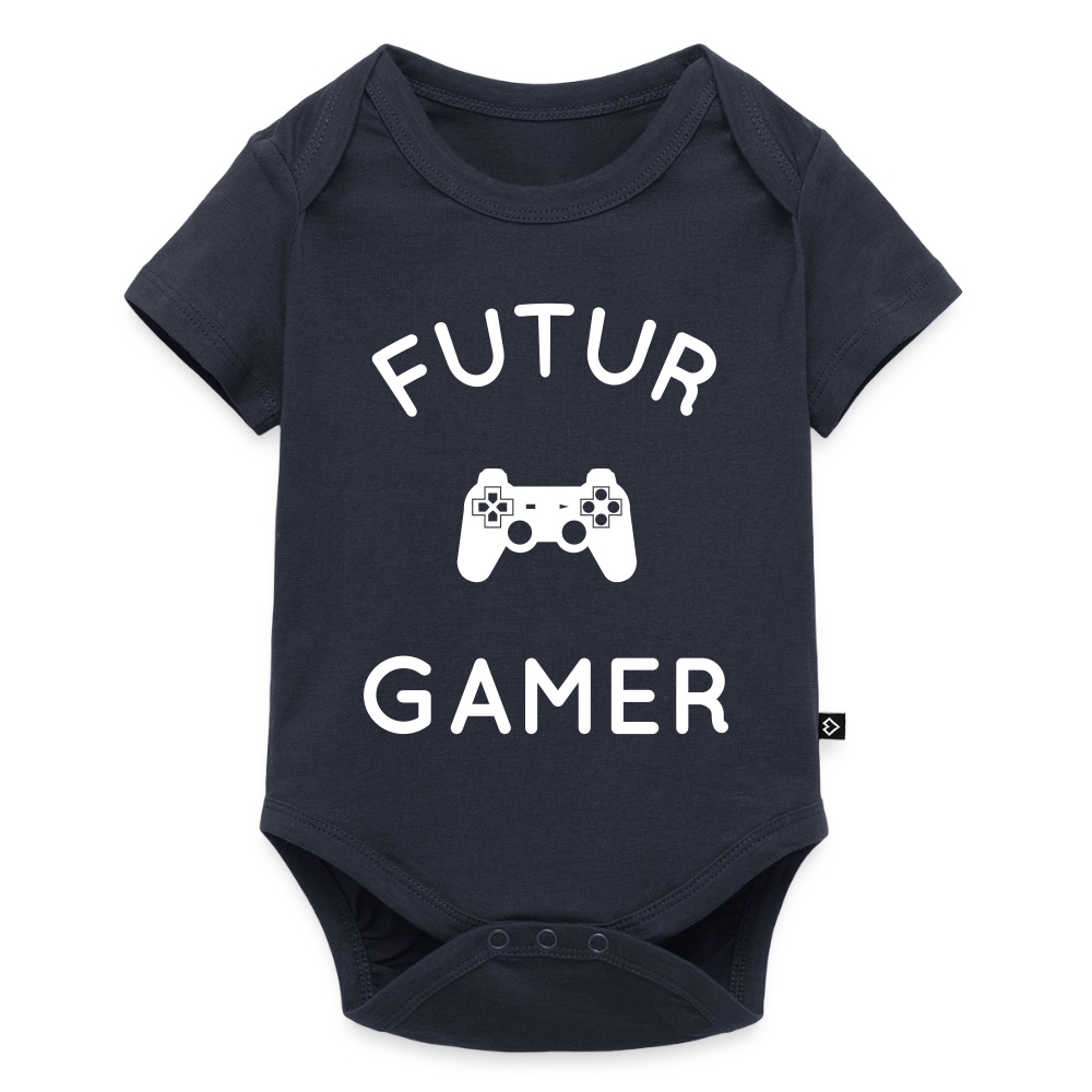 Body Bébé bio manches courtes - Futur gamer - bleu marine
