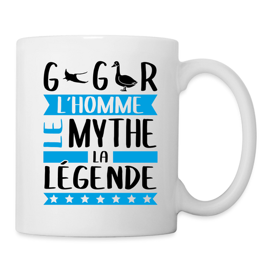 Mug blanc Grégoire rébus – L’homme, le mythe, la légende - blanc