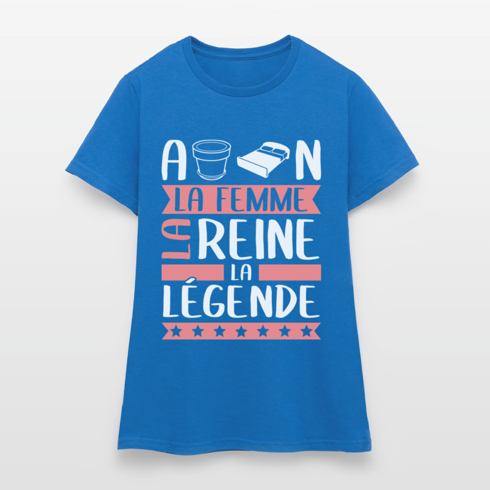 T-shirt femme Apolline rébus – La femme, la reine, la légende - bleu royal
