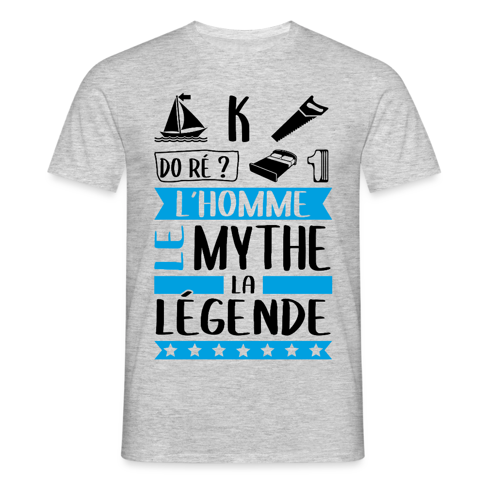 T-shirt homme coloris clair Maximilien en rébus – L’homme, le mythe, la légende - gris chiné