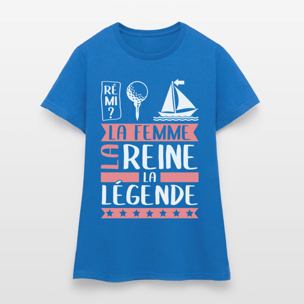 T-shirt femme Fatima rébus – La femme, la reine, la légende - bleu royal