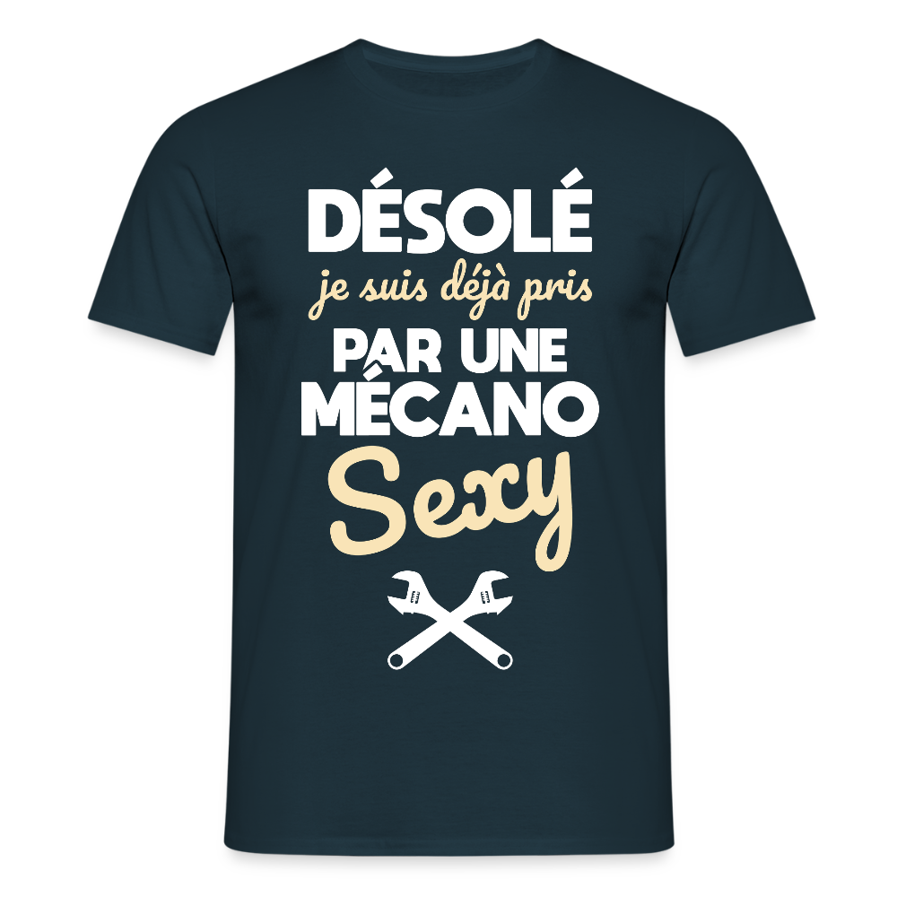 T-shirt Homme - Je suis pris par une mécano sexy - marine