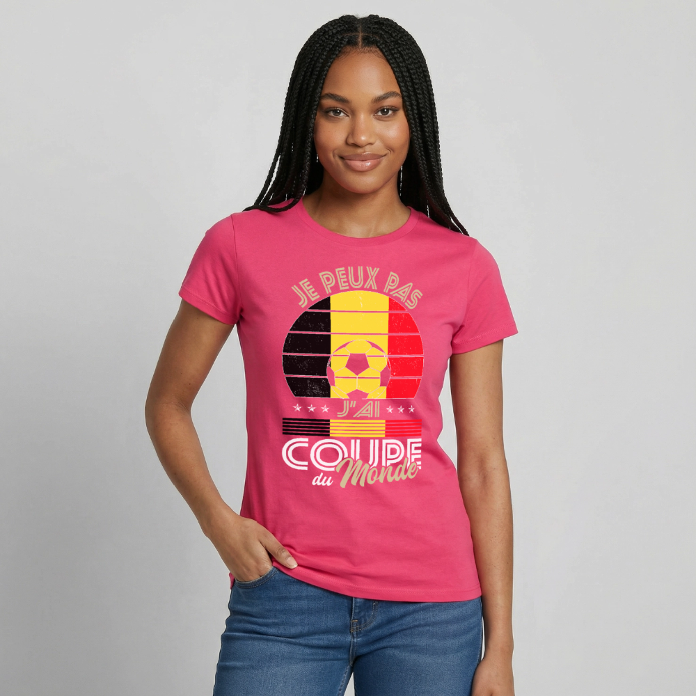 T-shirt Femme - Je peux pas j'ai Coupe du Monde - Belgique - rose azalée