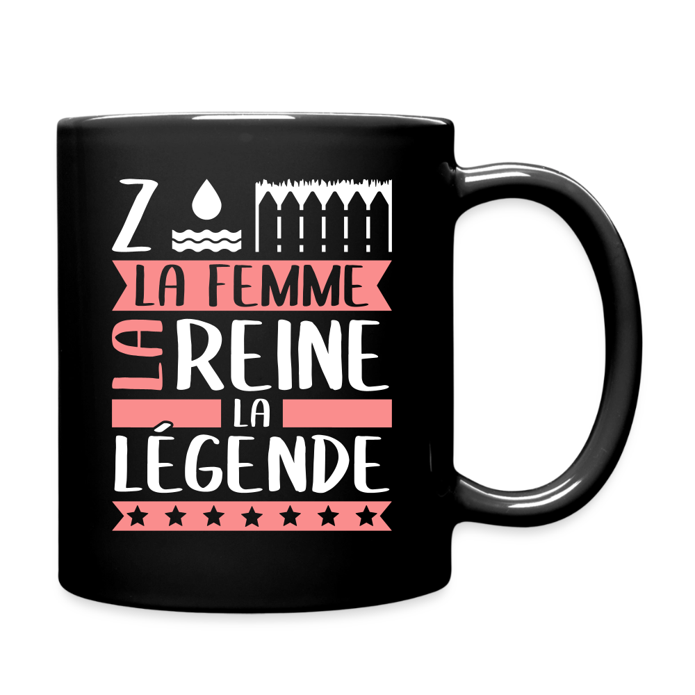 Mug uni Zoé rébus – La femme, la reine, la légende - noir