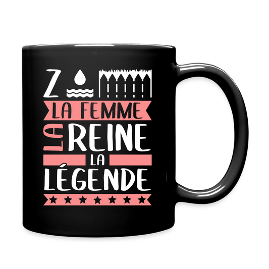 Mug uni Zoé rébus – La femme, la reine, la légende - noir