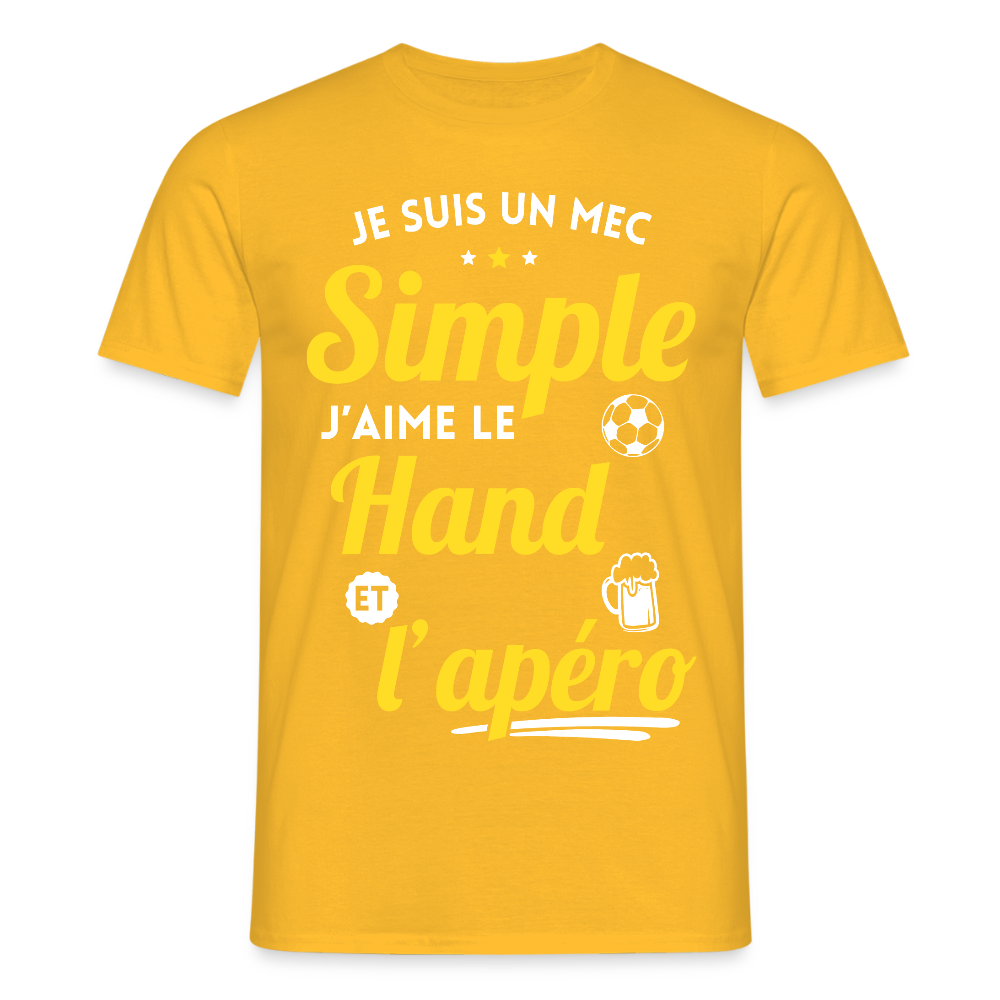 T-shirt Homme - J'aime le hand et l'apéro - jaune