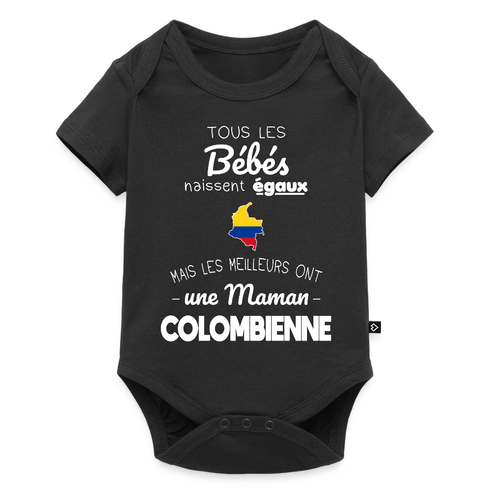 Body Bébé bio manches courtes - Les Meilleurs Ont Une Maman Colombienne - noir
