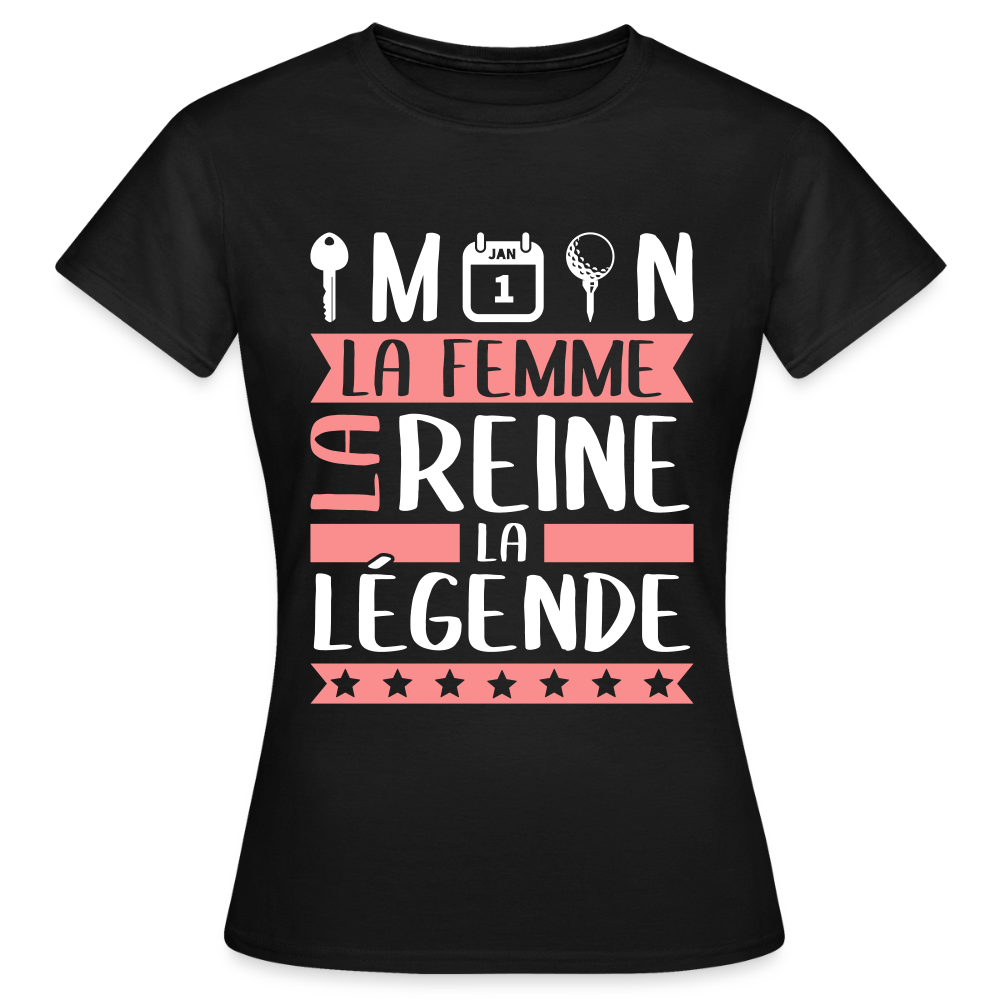 T-shirt femme Clémentine rébus – La femme, la reine, la légende - noir