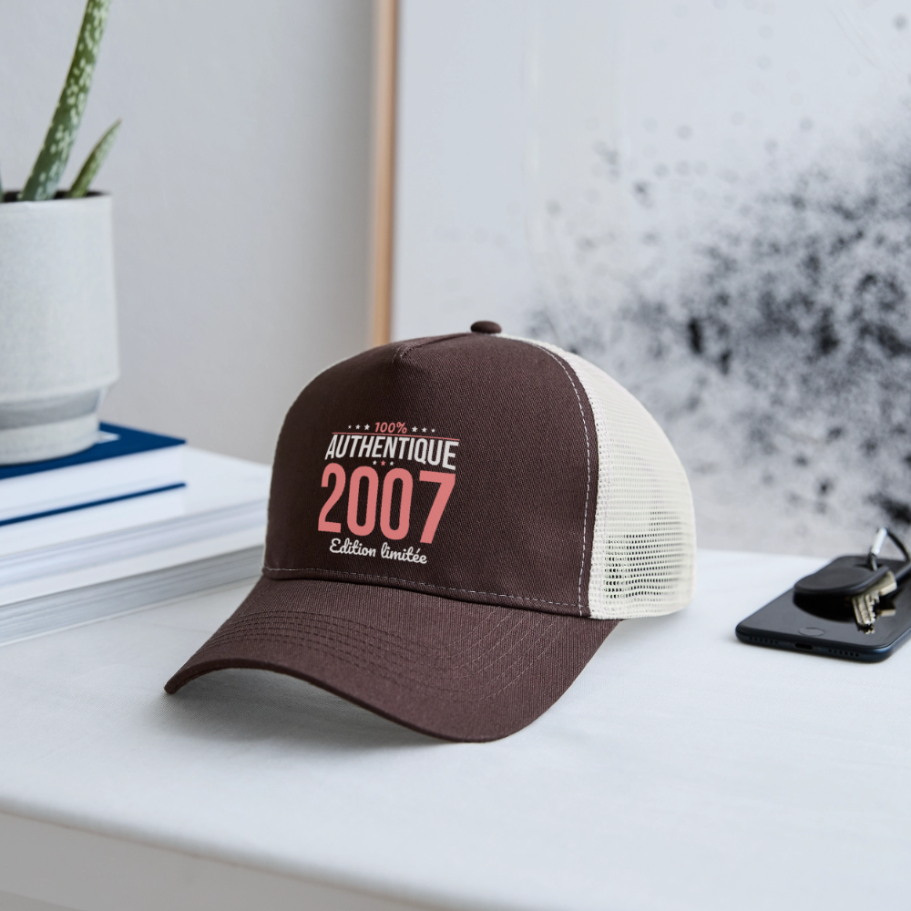 Casquette Trucker - Anniversaire 18 Ans - 100% Authentique 2007 - marron/beige