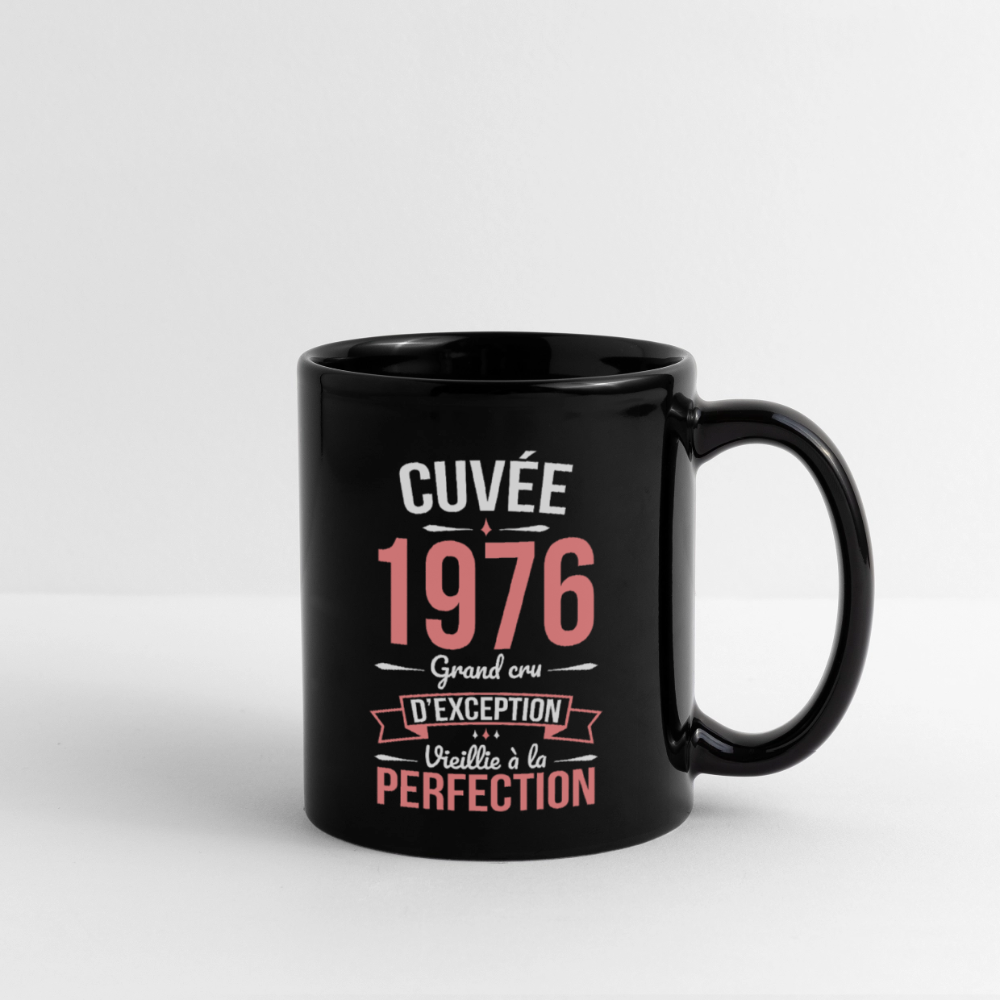 Mug anniversaire femme 50 ans – Cuvée 1976, Grand cru d’exception - noir