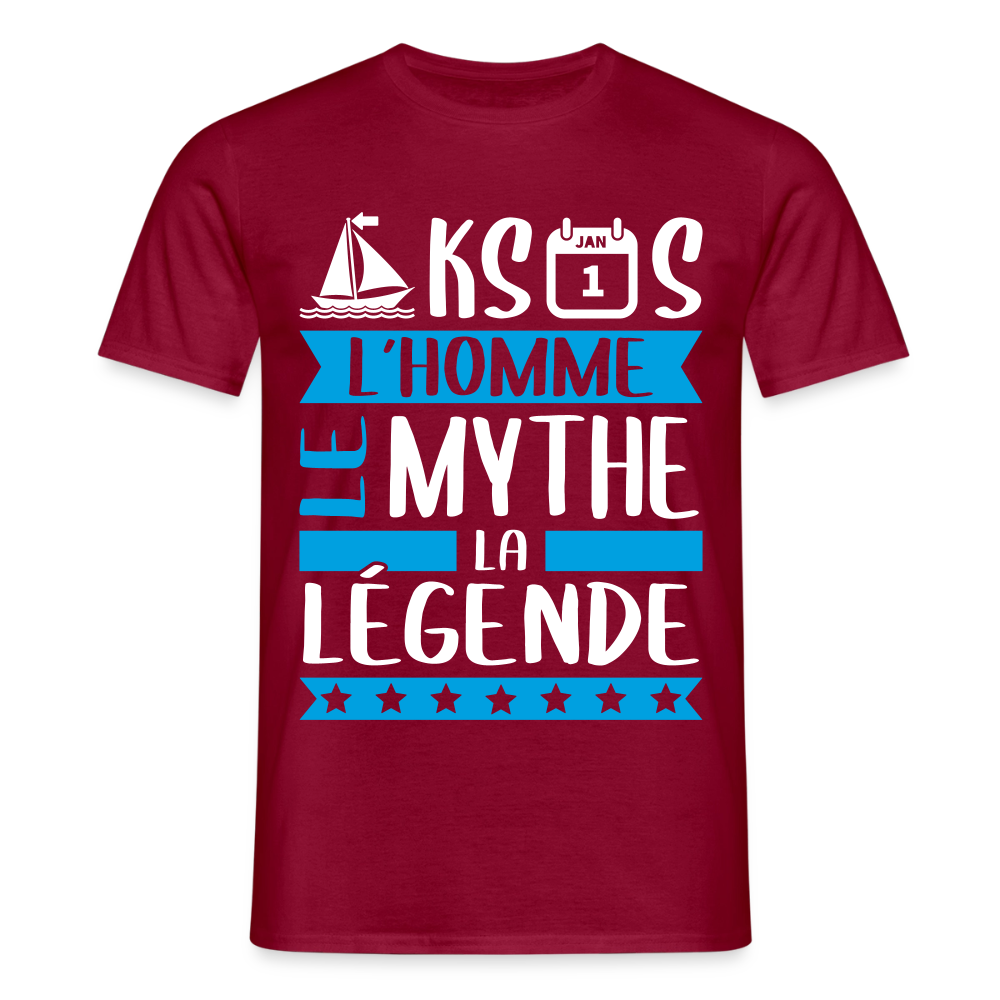 T-shirt homme Maxence rébus – L’homme, le mythe, la légende - rouge brique