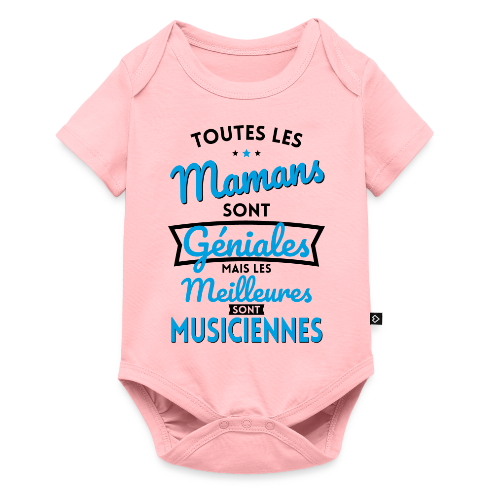 Body Bébé bio manches courtes - Mamans géniales - Les meilleures sont musiciennes - rose