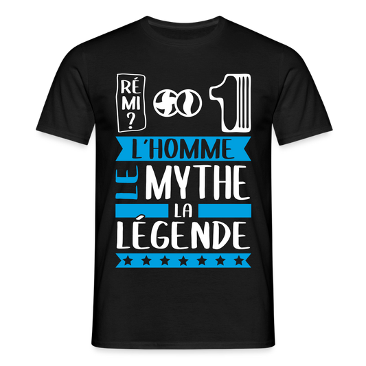 T-shirt homme Fabien rébus – L’homme, le mythe, la légende - noir