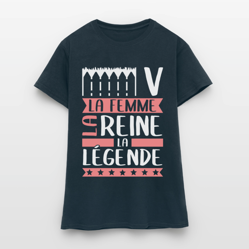 T-shirt femme Eve rébus – La femme, la reine, la légende - marine