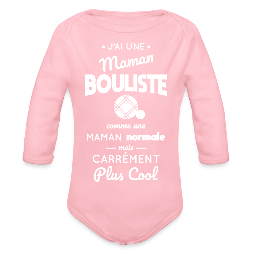 Body Bébé bio manches longues - J'ai une maman bouliste - rose clair