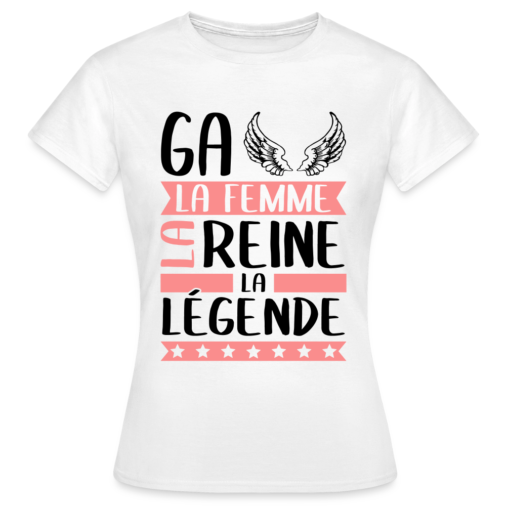 T-shirt femme coloris clair Gaëlle rébus – La femme, la reine, la légende - blanc