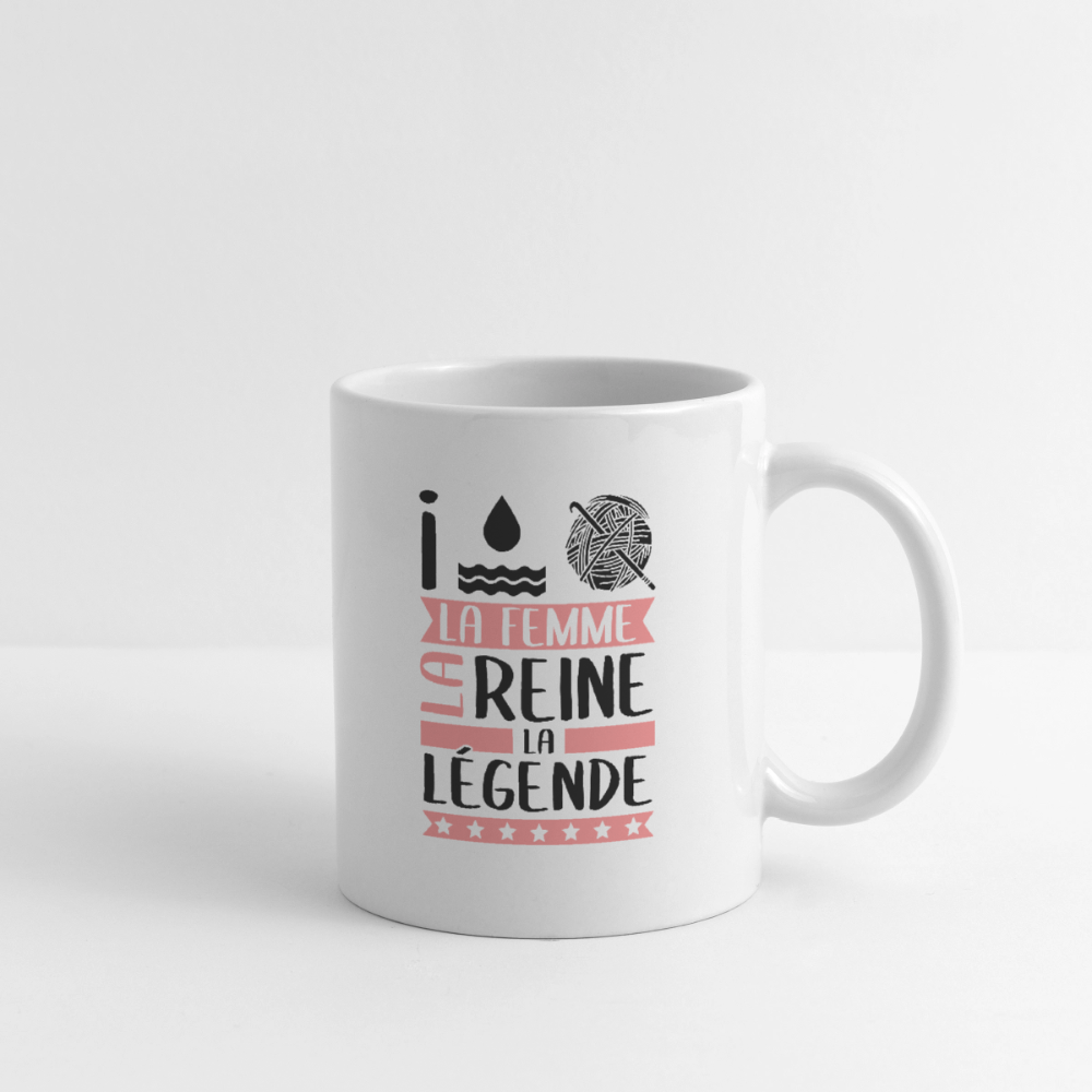 Mug blanc Yolaine rébus – La femme, la reine, la légende - blanc
