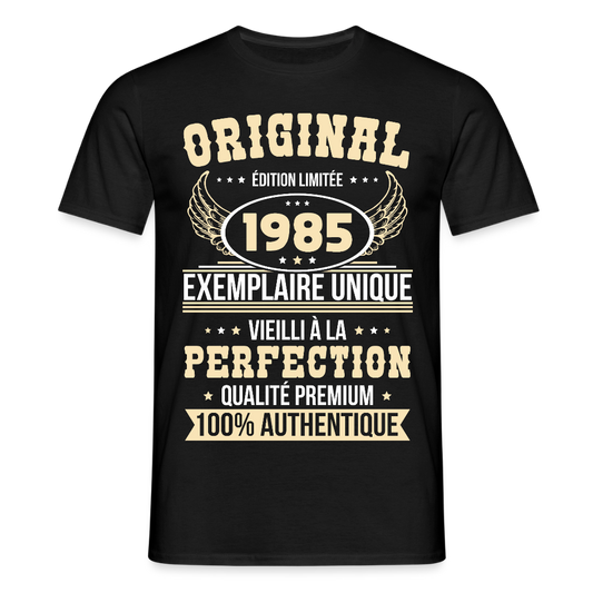 T-shirt Homme - Anniversaire 40 Ans - Original 1985 - noir