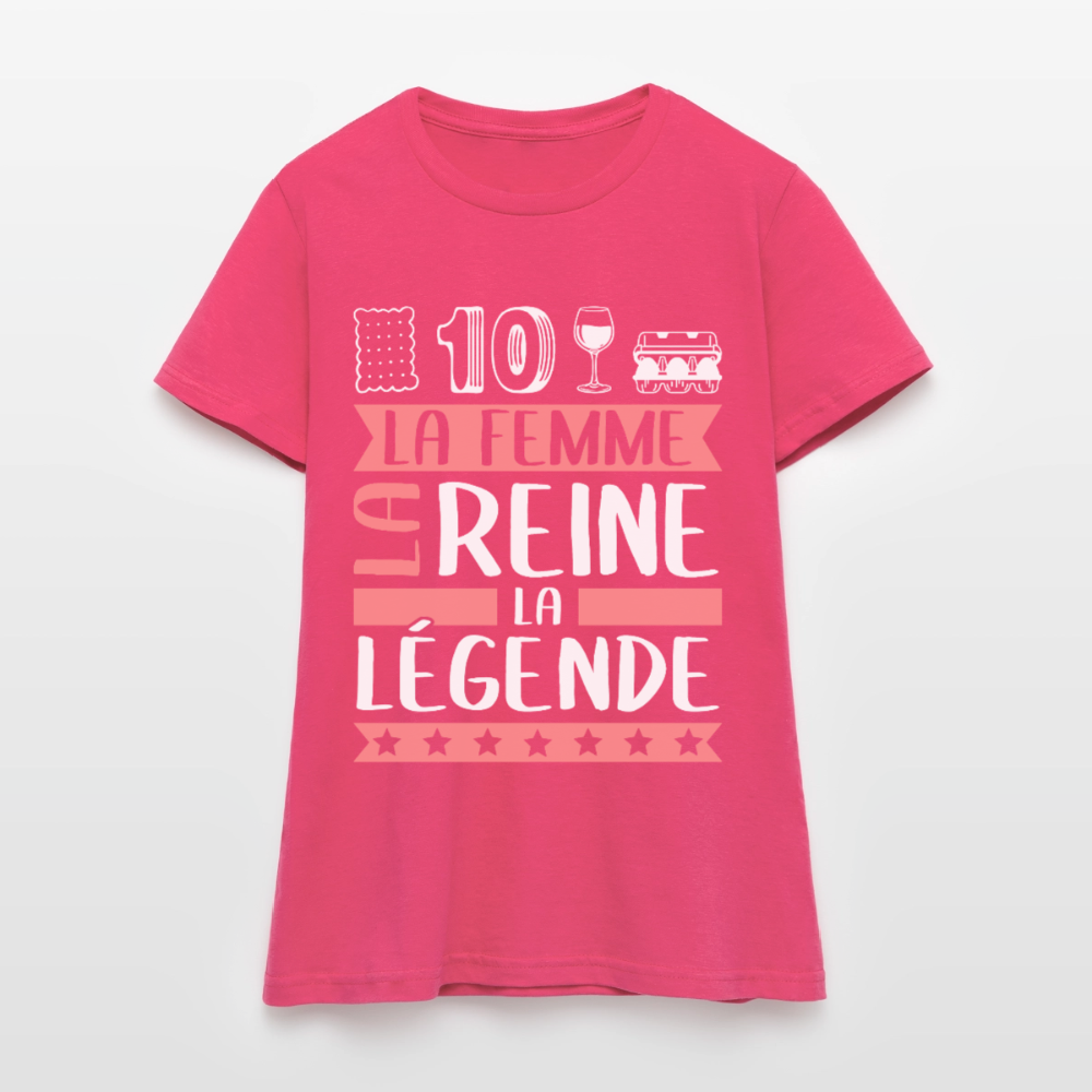 T-shirt femme Ludivine rébus – La femme, la reine, la légende - rose azalée
