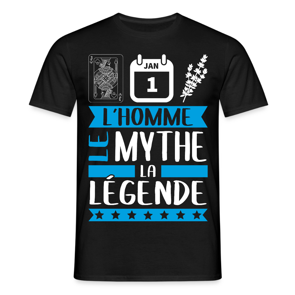 T-shirt homme Valentin rébus – L’homme, le mythe, la légende - noir