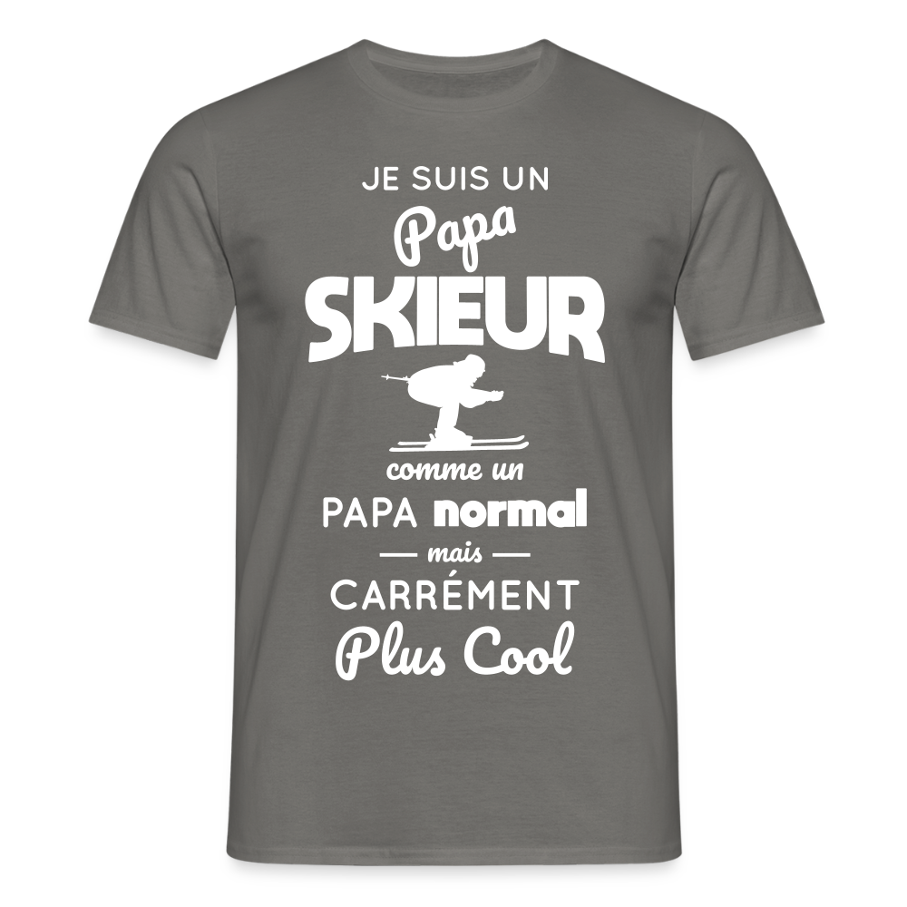 T-shirt Homme - Papa skieur plus cool - gris graphite