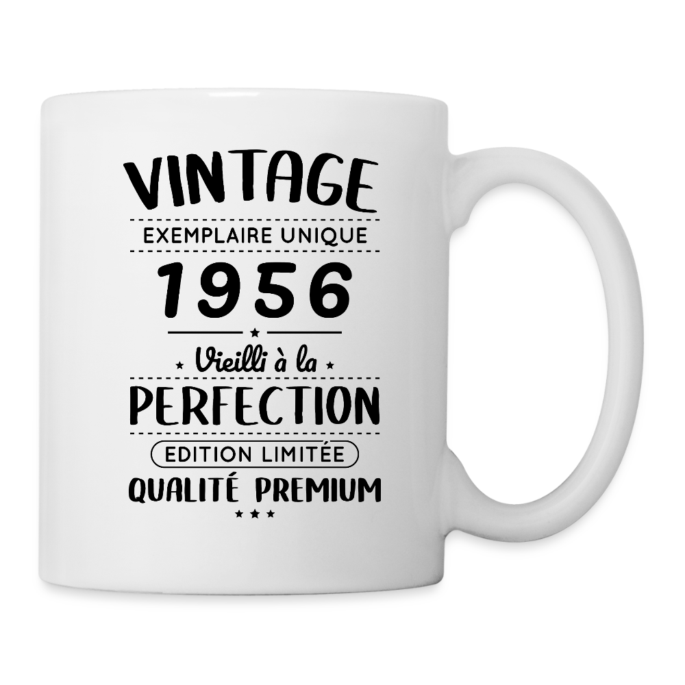 Mug blanc anniversaire homme 70 ans – Vintage 1956 – Perfection - blanc