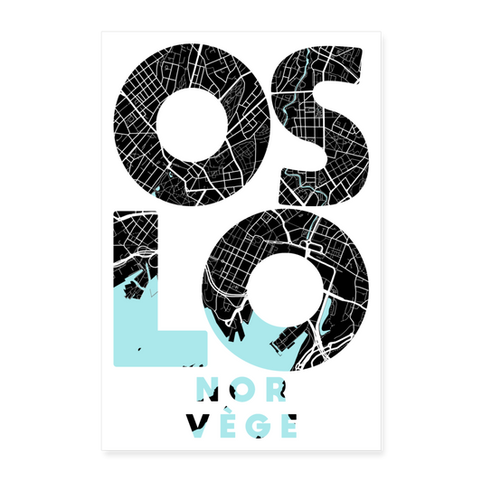 Poster Oslo - Plan Oslo - 40 x 60 cm - blanc