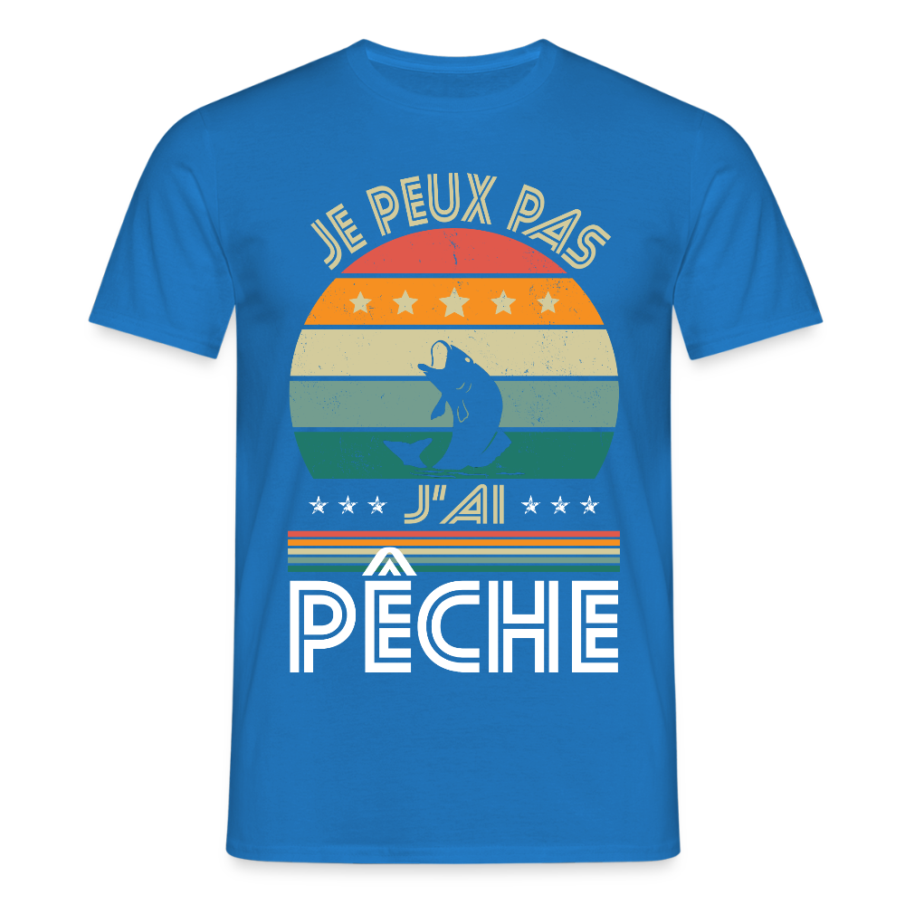 T-shirt Homme - Je peux pas j'ai Pêche - bleu royal