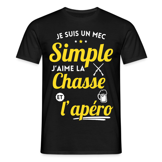 T-shirt Homme - J'aime la chasse et l'apéro - noir