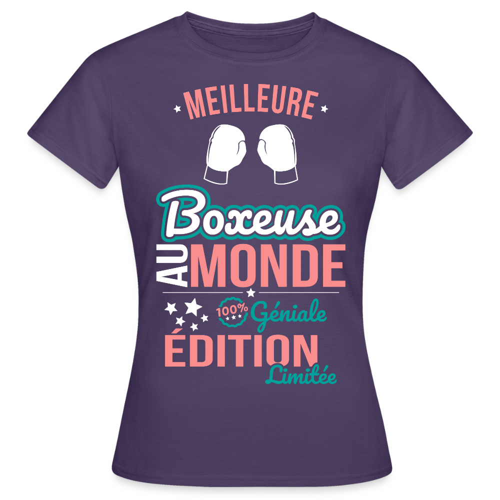 T-shirt Femme - Meilleure Boxeuse au monde - 100% géniale - violet foncé