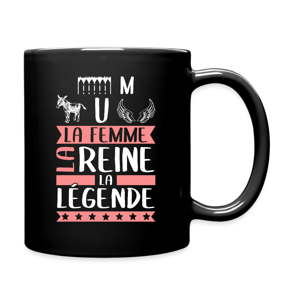 Mug uni Emmanuelle rébus – La femme, la reine, la légende - noir