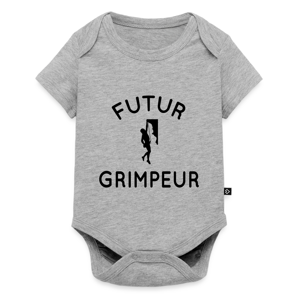 Body Bébé bio manches courtes - Futur grimpeur - gris chiné