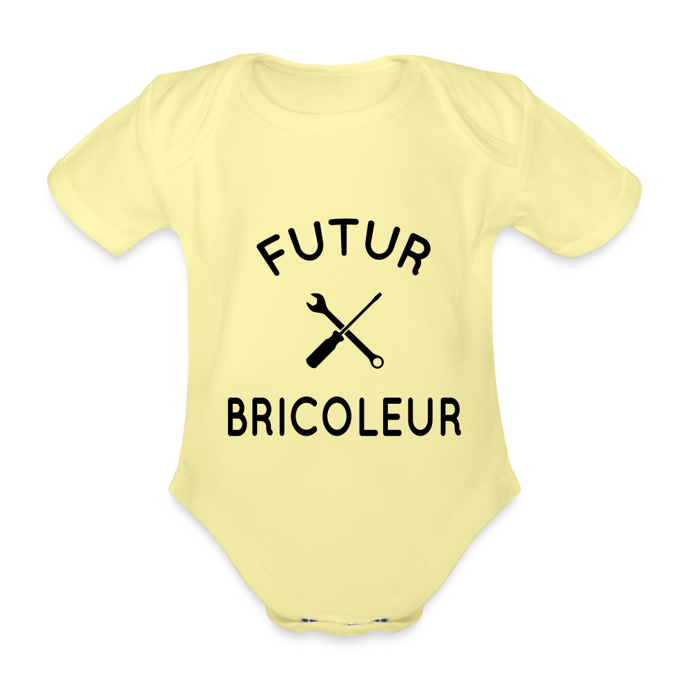 Body Bébé bio manches courtes - Futur bricoleur - jaune délavé