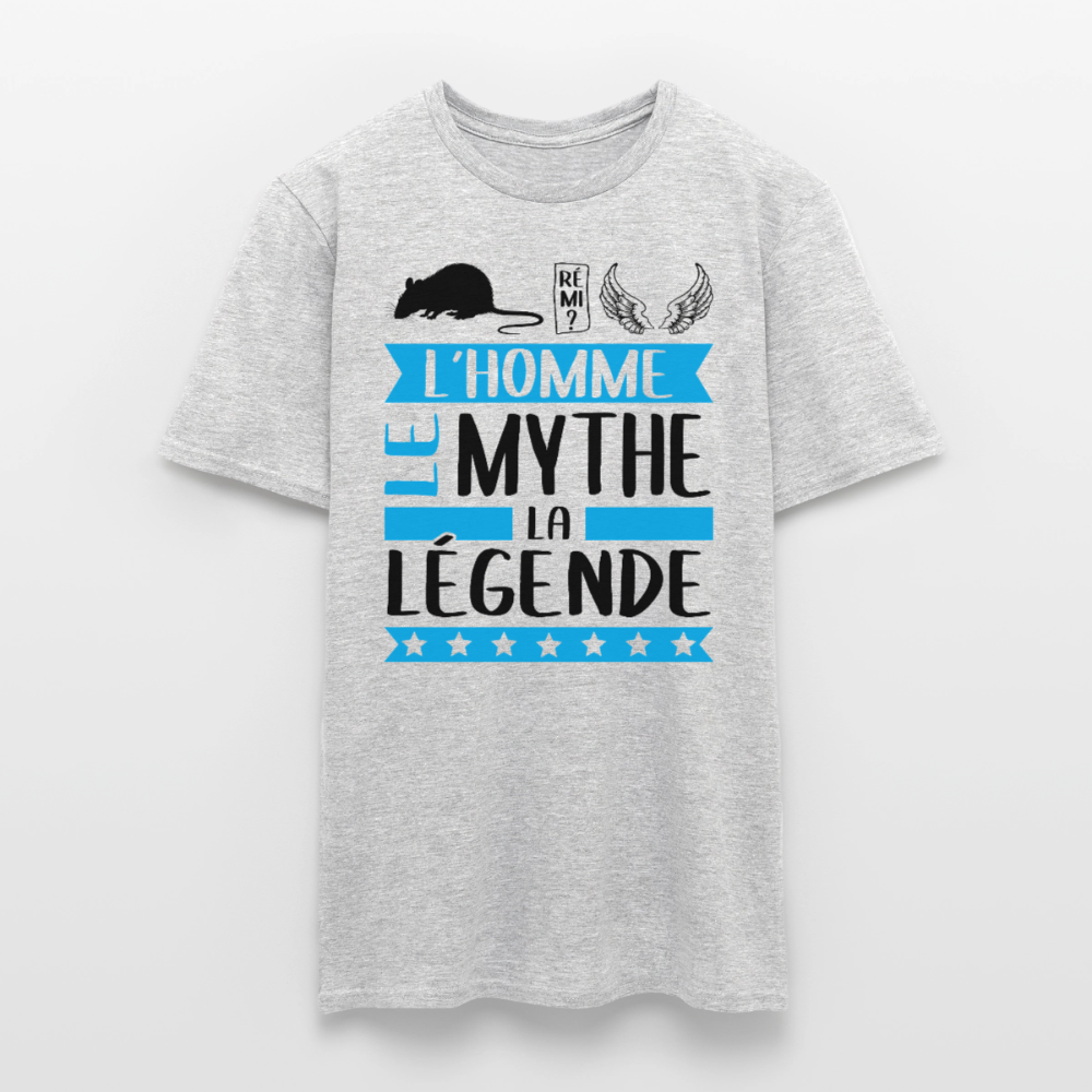 T-shirt homme coloris clair Raphaël en rébus – L’homme, le mythe, la légende - gris chiné