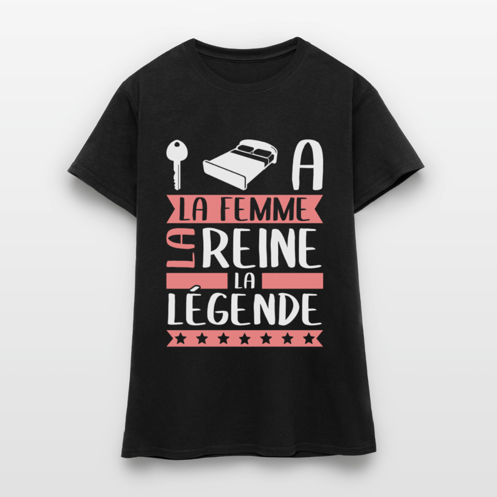 T-shirt femme Clélia rébus – La femme, la reine, la légende - noir