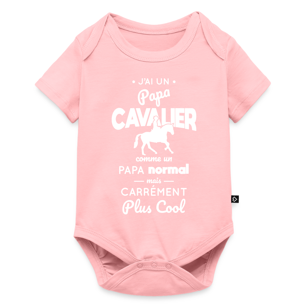 Body Bébé bio manches courtes - J'ai un papa cavalier - rose