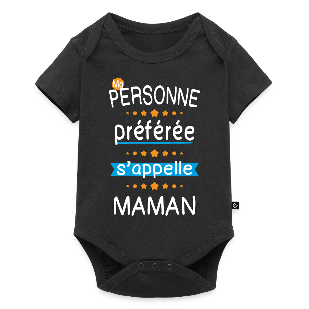 Body bébé bio manches courtes - Personne préférée Maman - noir