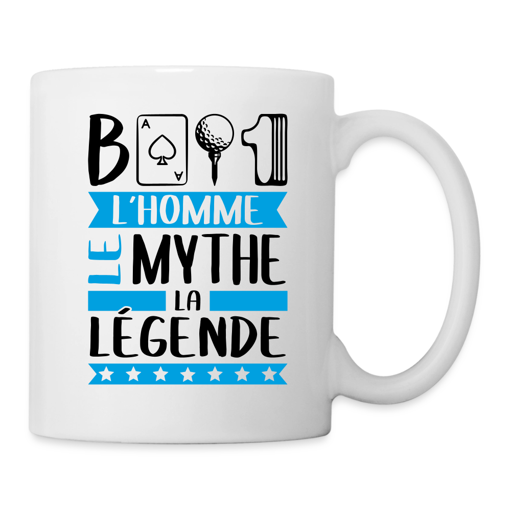 Mug blanc Bastien rébus – L’homme, le mythe, la légende - blanc