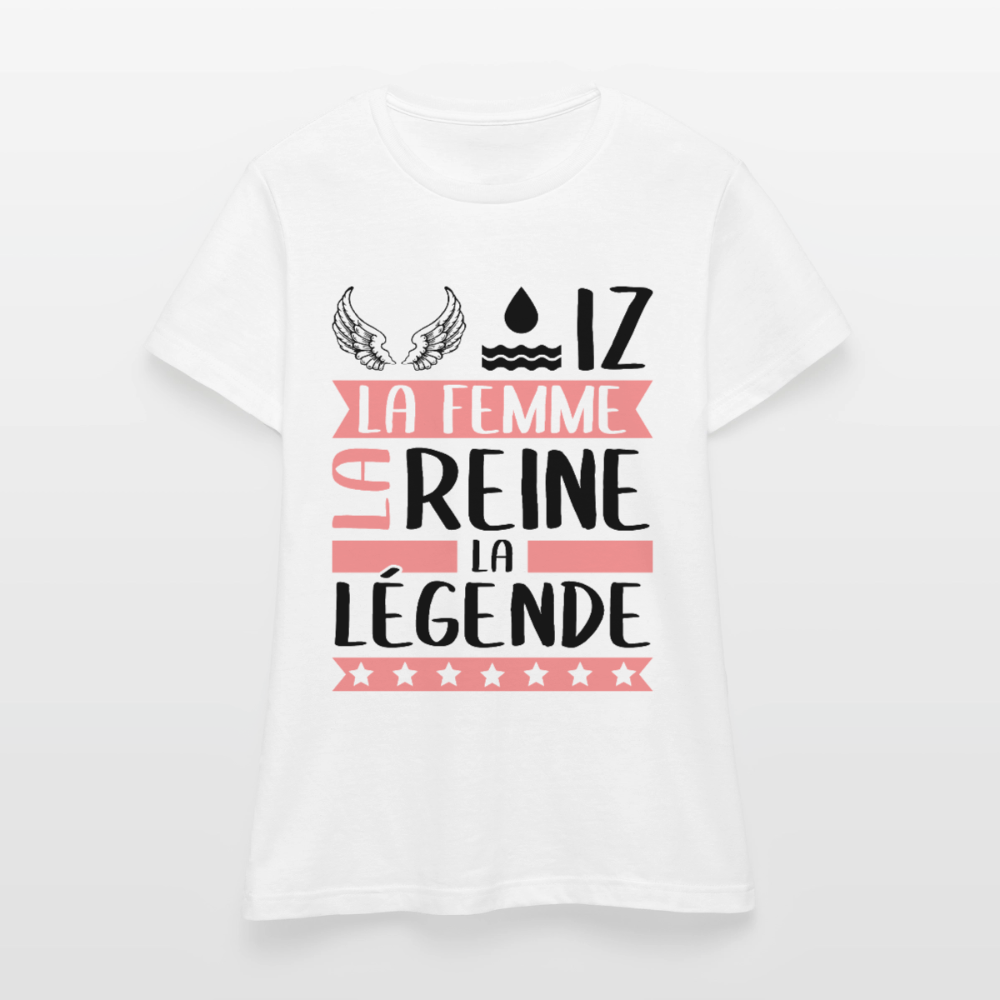 T-shirt femme coloris clair Héloïse rébus – La femme, la reine, la légende - blanc