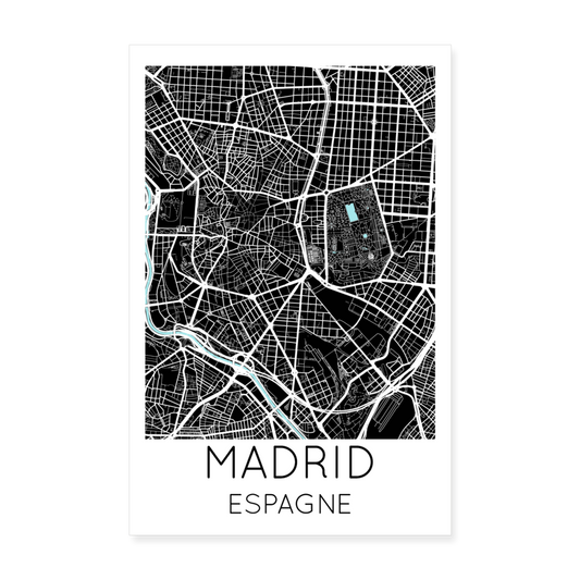 Poster Madrid - Plan Madrid - 20 x 30 cm - blanc