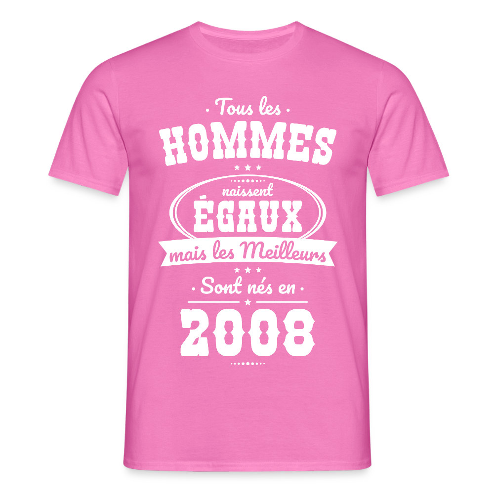 T-shirt anniversaire homme 18 ans – Les meilleurs sont nés en 2008 - rose
