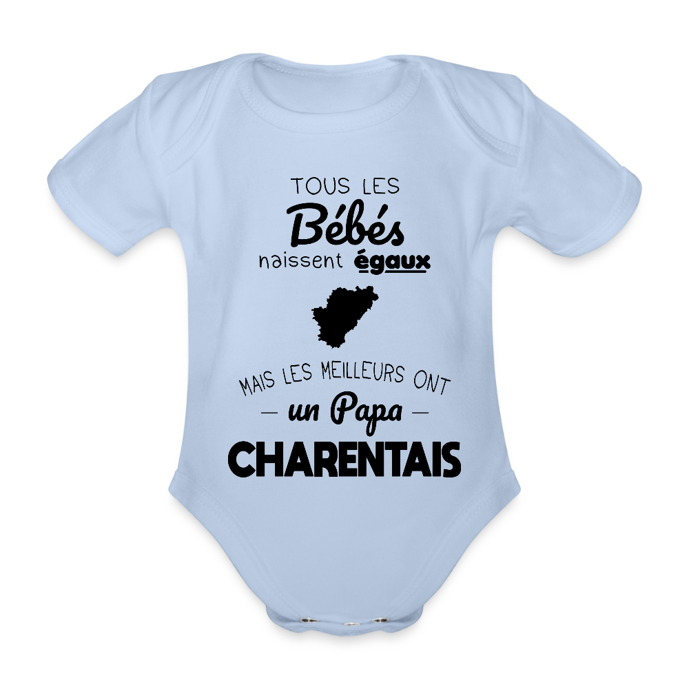 Body Bébé bio manches courtes - Les Meilleurs Ont Un Papa Charentais - ciel