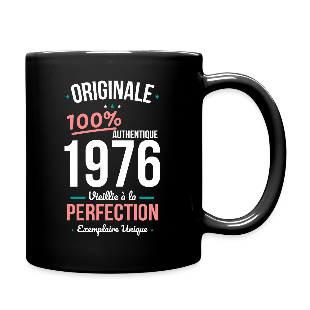 Mug uni anniversaire 50 ans Femme – Originale 1976 Authentique - noir