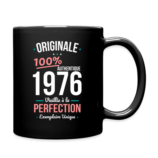 Mug uni anniversaire 50 ans Femme – Originale 1976 Authentique - noir