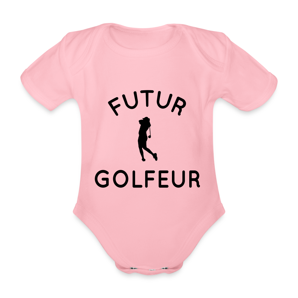 Body Bébé bio manches courtes - Futur golfeur - rose clair