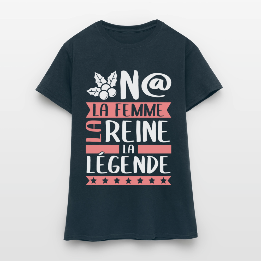 T-shirt femme Oona rébus – La femme, la reine, la légende - marine