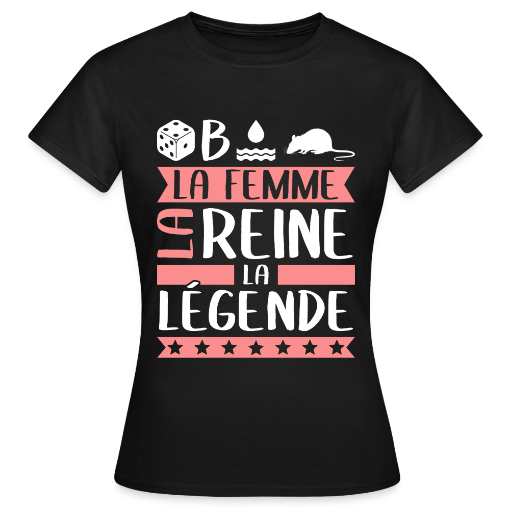 T-shirt femme Déborah rébus – La femme, la reine, la légende - noir