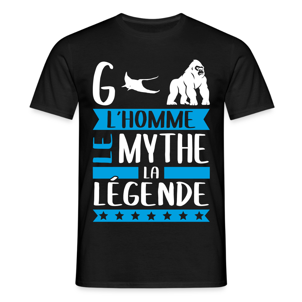 T-shirt homme Grégory rébus – L’homme, le mythe, la légende - noir
