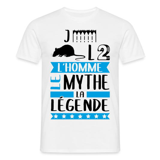 T-shirt homme coloris clair Gérald en rébus – L’homme, le mythe, la légende - blanc